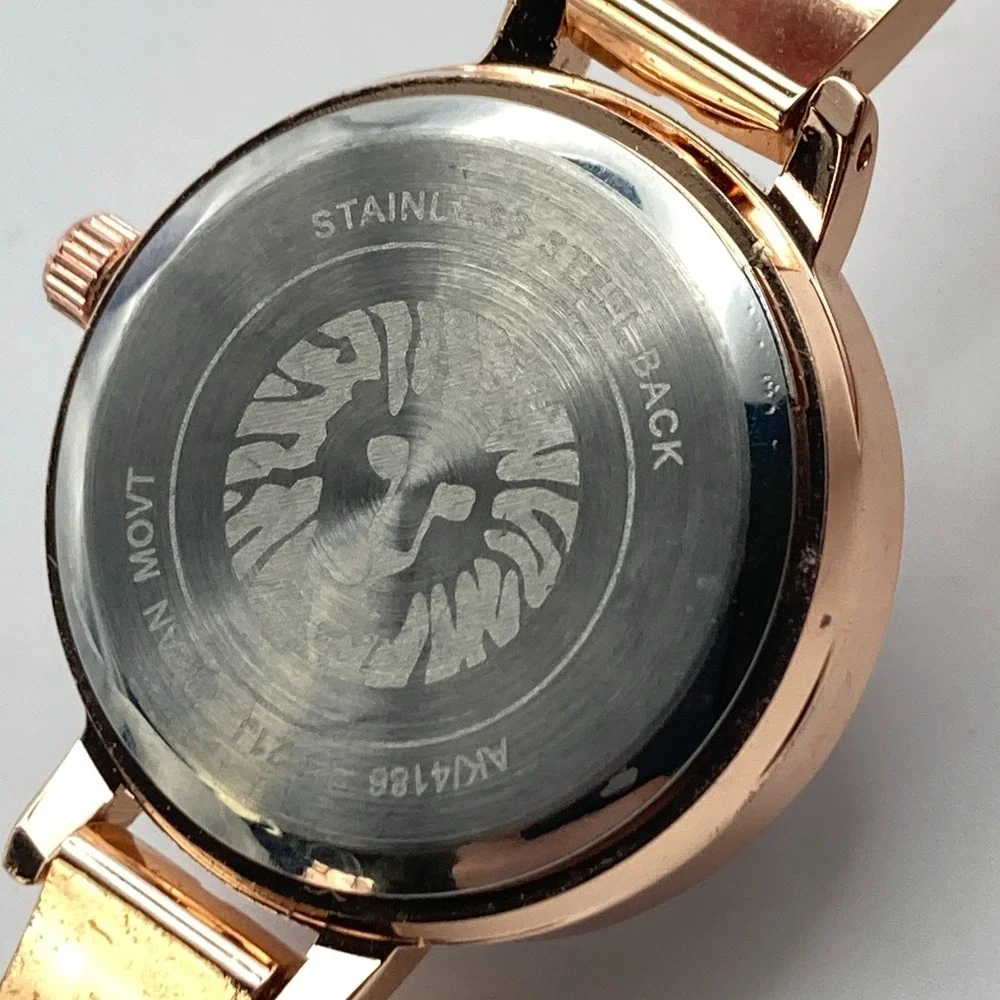 Anne Klein Women's Watch Rose Gold Tone 27mm Black Dial New Battery 6.25